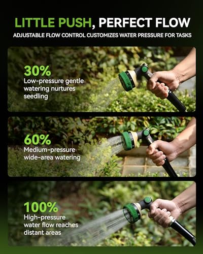 RAINPOINT Hose Sprayer Nozzle Heavy Duty - 8 Spray Patterns Garden Hose Nozzle with Adjustable Flow Control for Watering Plants, Washing Cars,Washing Pets, Thumb Control (Olive Green) - color: Olive Green