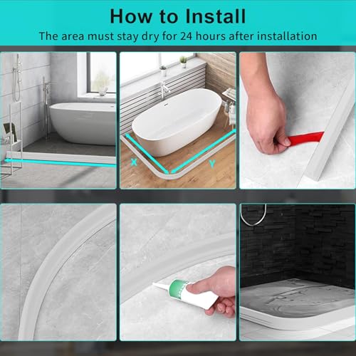 3ft/5ft/6ft/8ft10ft Collapsible Shower Threshold Water Dam Water Barrier for Shower and Water Stopper Keeps Water Inside Water Threshold for Wet and Dry Separation (10ft, Clear) - color: Clear, style: 10ft