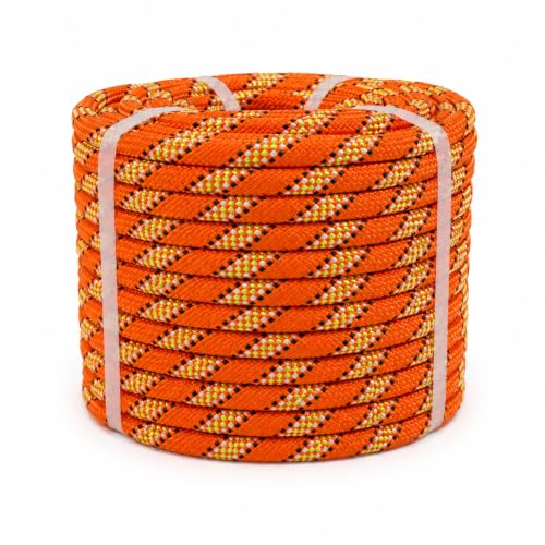 RIOOP Double Braid Polyester Rope, 1/2 in x 100 ft Heavy Duty Bull Rope | 48 Strands, 5290lbs Breaking Strength, for Tree Work, Camping, Hiking, Swing, Sailing and Indoor Outdoor Use, Orange - size: 1/2in x 100ft, style: Orange