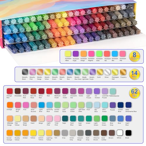 Overseas 84 Colors Paint Pens, Oil Based Permanent Paint Markers Medium Tip | Waterproof, Quick Dry, Fade Resistant, Assorted Colors Marker Pen for Metal, Rock, Wood, Rubber, Plastic, Glass, Canvas - size: 1 Count (Pack of 84)
