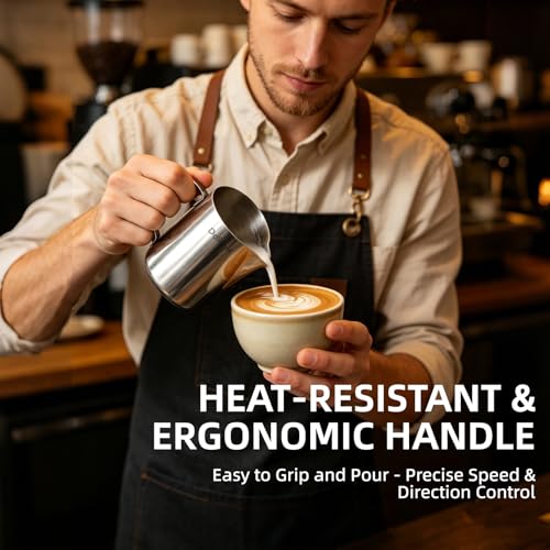 Dailyart Milk Frother Cup Set 12oz/350ml 4 Pcs Milk Frothing Pitcher | 304 Food Grade Stainless Steel, Dripless Spout, Internal Scale, Barista Milk Steamer Cup, Espresso Accessories Latte Art Tool - size: 12 Ounces(Pack of 4)