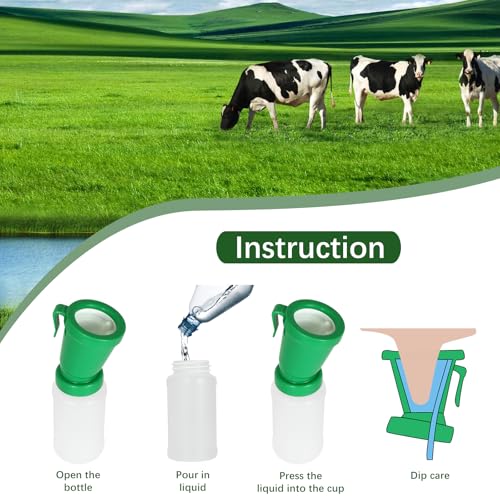 Teat Dip Cup - Non Reflow Design for Cow, Goat, Sheep | Secure Nipple Cleaning Disinfection Dip Cups 300 ml (green, 1) - style: green