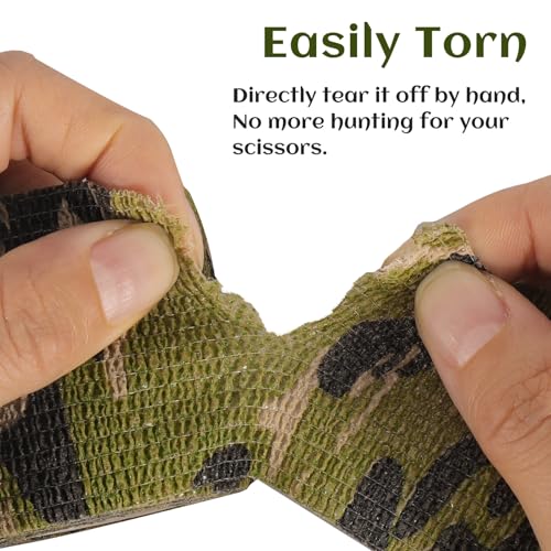 24 Rolls Elastic Self Adhesive Bandage Wrap 2 inch, Breathable Non Woven Cohesive Bandage, Vet Wrap for Dogs, Ankle Sprains Swelling Tape, Sports Athletic Tape (Jungle Camo) - color: Jungle Camo