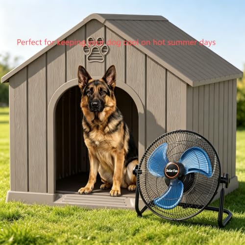 GOESWELL Solar Powered Fan 12 Inch Metal Blades Timer USB for Outdoors | Portable Solar Powered Fan Battery 12 Speeds Timer 360 Tilt USB Output Charges Phone Metal Blades Quiet For Outdoor