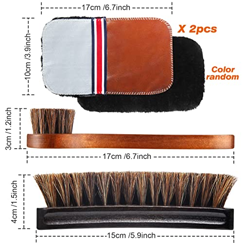 4 Pcs Horsehair Shine Shoes Brush Kit Polish Dauber Applicators Cleaning Leather Shoes Boots Care Brushes Suede Cleaner Brush with Microfiber Shoe Gloves(4 Pcs Style D) - style: 4 Pcs Style D