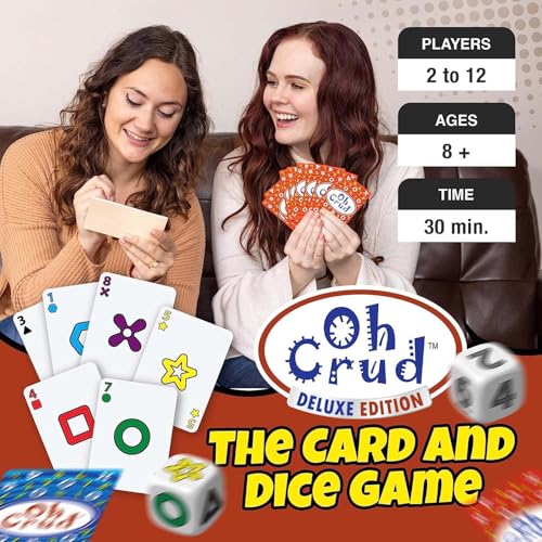 Oh Crud Deluxe Edition: A Trick-Taking Card & Dice Game for Adults & Families, Strategy Card Game for Family Game Night Fun, Easy-to-Learn & Portable Party Decks for 2-12 Players by Ghetti Games
