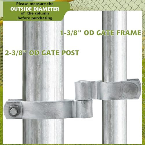 2 Pack 1-3/8" x 2-3/8" Chain Link Fence Gate Hinge Kit,Galvanized Steel Chain Link Fence Pipe gate Hinge with 2 PCS Female Hinges and 2 PCS Male Post Hinges, Bolts & Nuts Included - size: 2-3/8" x 1-3/8"(2 Pack)