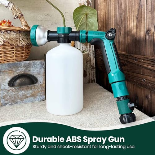 VENETIO 8-Dial Hose End Sprayer for Liquid Fertilizer/Soap | Precision Lawn, Yard & Garden Feeder with 34oz Bottle for Uniform Fertilizing and Watering Plants | Hose Attachment Nozzle Spray Gun - style: Lawn & Garden Feeder (34 oz)