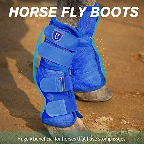 Harrison Howard Horse Leg Guard Stomp Reduction Hook and Loop Closures Rubbing Prevention - color: Deep Blue, size: Arab Medium (Pack of 4)