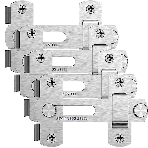 Barn Door Latch, 4 Pack 4-Inch Stainless Steel Gate Latches, Flip Door Latches Hardware, Sliding Lock Gate Latch for Outdoor Fence Barn Door Cabinet Window Closet Bifold Door Latch Locks Silver - color: Silver
