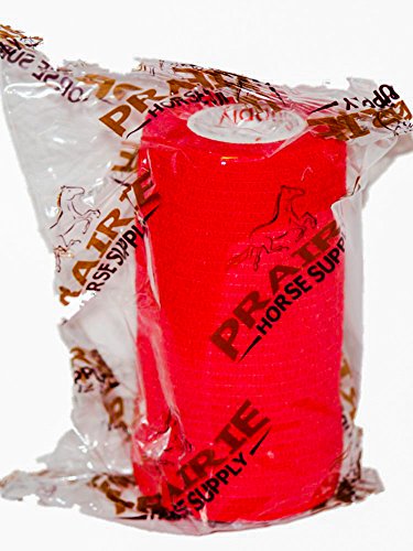 Vet Wrap Tape (Red) (2 Pack) (3 Inch x 15 feet) Self Adhesive Adherent Adhering Cohesive Flex Self Stick Bandage Grip Roll Dog Cat Pet Horse - color: Red, size: 2 Rolls