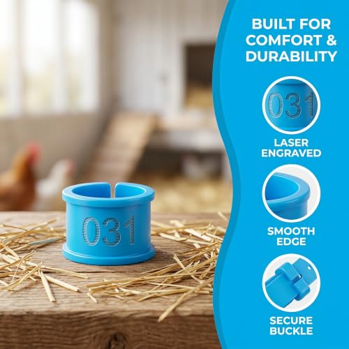 100 PCS 16mm Bird Leg Bands, Numbered Mixed Color Clip On Poultry Rings, Pigeon Quail Identification Bands for Bantam Chickens Canary Lovebirds Small Birds