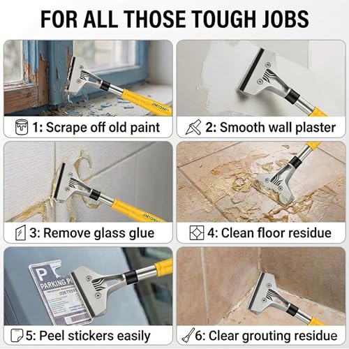 30 Pack 4 Inch Scraper Blades, High-Carbon Steel, with Storage Box | 21 Blades + Gloves Included, Hollow Handle Extends Reach, Non-slip PVC Grip, Ideal for Glass Stove Floor Paint Removal - color: 30pcs Replacement Blades