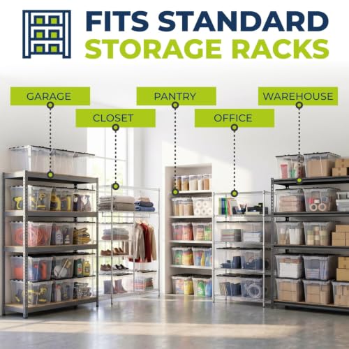 12 Gallon Clear Storage Tote with Flip Lid, Standard Duty, Pack of 1 | 22.25"×14.75"×12.5" Lightweight Stackable Plastic Storage Bin with Flip Lid and Wipe-Clean Label - Made In USA - style: Standard Duty