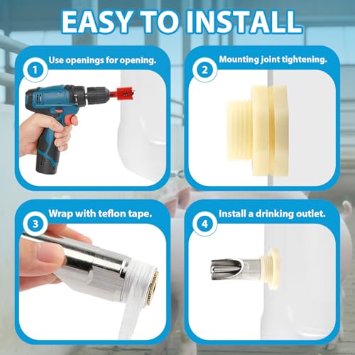 3Pcs Pig Waterer Nipples, Stainless Steel Automatic Pig Nipple Waterer Hog Water Drinker Feeder with Plastic Water Tank Connector, Drill Bit and Tape, for Hog Piglets Goat (3Pcs - Plastic) - size: 3Pcs - plastic