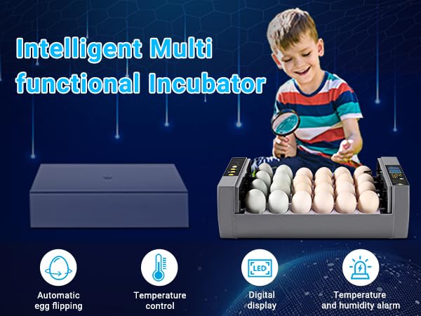 Gpeng Egg Incubator, 24 Eggs Incubator with Digital Display, Auto Egg-Turning, Auto Temperature Control, for Hatching Chicken Goose Pigeon Quail Duck