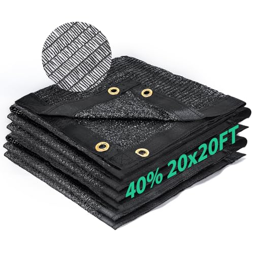 Kesfitt 40% Shade Cloth 20x20 ft, Breathable HDPE Mesh Sun Shade Tarp for Garden & Greenhouse, UV Resistant Outdoor Shade Fabric with Copper Grommets for Plants, Patio, Yard - size: 20ftx20ft, style: 40% Shading Rate