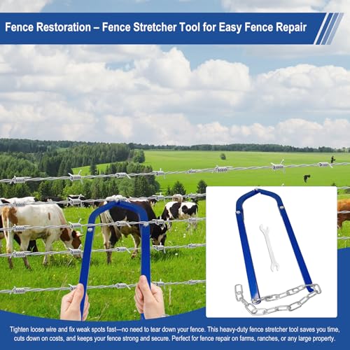 Updated Heavy Duty Fence Repair Tool, Fence Stretcher Tool for Tightening and Restoring Barbed Wire, Electric Fence, Horse Fence, Mesh Fencing, Fence Stretcher-Fence Repair for Ranch,Farm, Garden Use.