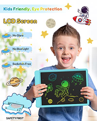 FLUESTON LCD Writing Tablet for Kids, 10 Inch Doodle Board, Colorful Drawing Pad for Toddler, Educational Travel Toy Gifts for 3-8 Year Old Girls Boys, Erase Lock Writing Board - color: Delightful Dolphin Blue, size: 11"W x 7.5"H