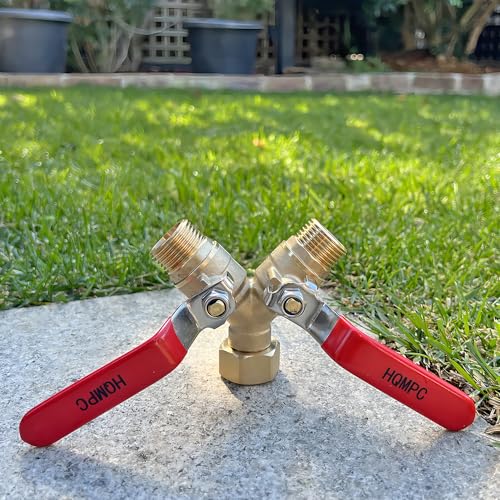 Garden Hose Y Valve Splitter Brass Hose Splitter With Stainless Steel Long Handle Brass Garden Hose Adapter 2 Way Y Valve 3/4" GHT Thread 2pcs - size: 3/4" 2PCS
