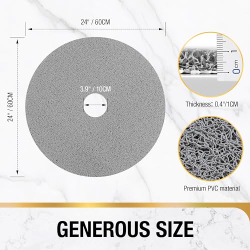 HITSLAM Non Slip Shower Mat, 24 Inch Diameter Round Shower Foot Scrubber Mat with Drain Hole in Middle, Soft PVC Loofah and Quick Drying Shower Floor Mat for Standing Shower Stall, Grey - color: Grey, size: 24" (Round)