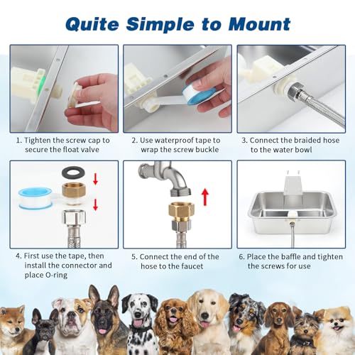BWOGUE 5 Gal Automatic Dog Water Dispenser, Stainless Steel Bowl for Dogs | Automatic Dog Water Bowl Dispenser, Self-Filling Bowl, Float Valve Control, Outdoor Use, Large Dogs, Cats, Chickens - size: 5 Gal