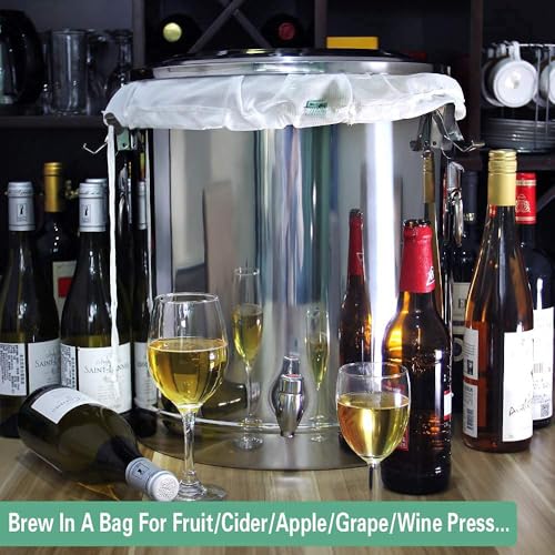 Brew Bag Reusable 2 Pack 22"×26" 250 Micron Fine Mesh Bag for Beer | 5 Gallen with Drawstring for Fruit Cider Apple Grape Wine Press Straining Brew in a Bag - size: 2 pack-22"×26"