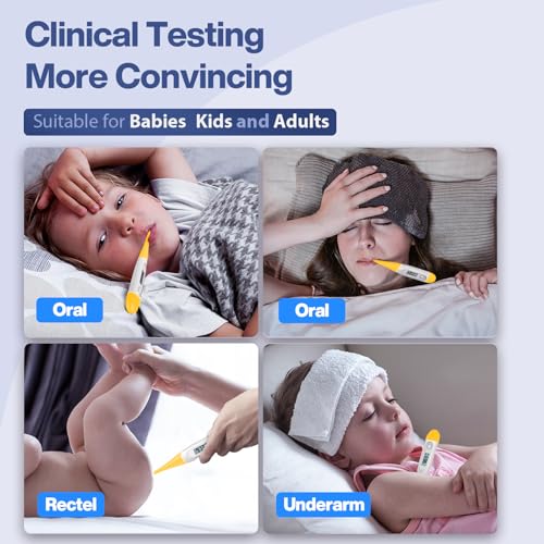 Boncare Digital Thermometer for Adults, Kids & Babies, Yellow | Accurate & Safe Oral and Rectal Thermometer with 10-Second Reading and Fever Alarm - color: Yellow