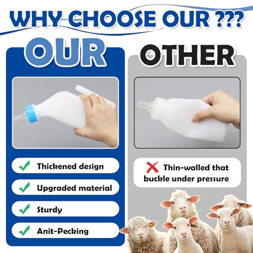 800ml Lamb Feeding Bottle with 2Pcs Nipples Thickened Goat Feeder Bottles Hang Upside Down Livestock Milk Bottle for Goat Lamb