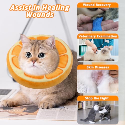 Soft Cat Cone Collar, Cute Cats Recovery Collar Suitable for Cats | Cat cone for Small, Medium, Large cat,Elizabethan Neck Collar for Cats After Surgery (Orange, Small) - color: Orange, size: Small