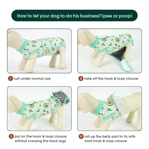 Kuoser Recovery Suit for Dogs Cats, Soft Dog Surgery Suit Female Male Spay | Professional Dog Onesie for Surgery, Substitute E-Collar & Cone, Prevent Licking Dog surgical suit Pet Neuter Suit - color: Avocado, size: X-small (Back:8.3-11.4'', Weight:4-7 Lb