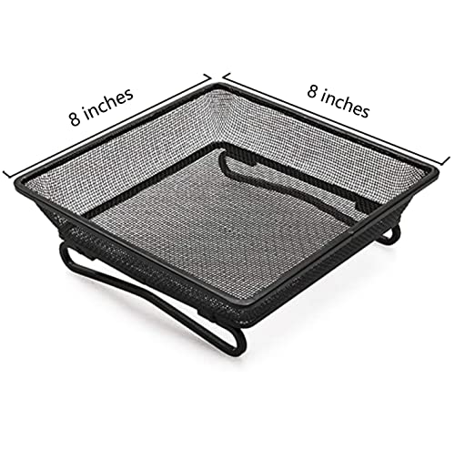 Ground Bird Feeder Tray 8 inches Square Platform Metal Mesh Seed Holder Outdoor Garden Decoration for Attracting Wild Birds