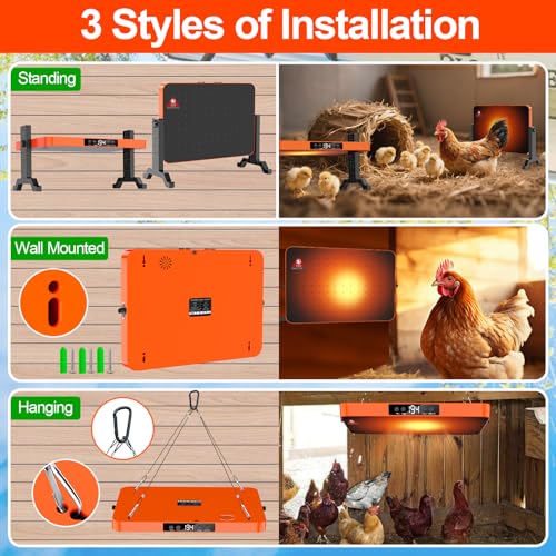 LQTTEK Chicken Brooder Heater,200 Watts Smart Chicken Coop Heater with Overheating Protection,Poultry Brooder for 24 Chicks with Timer & Temp Controllers,Large Egg Incubator with Heater,UL-Compliant