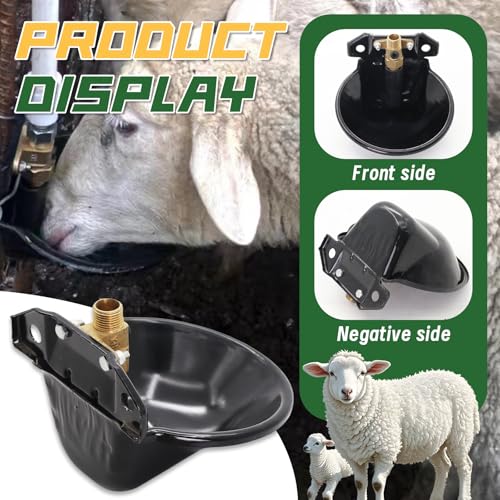 2PCS Automatic Metal Goat Waterer, Copper Valve Automatic Water Dispenser Farm Livestock Drinking Bowl, for Goat Cattle Pig Dog Farm Water Drinking Equipment