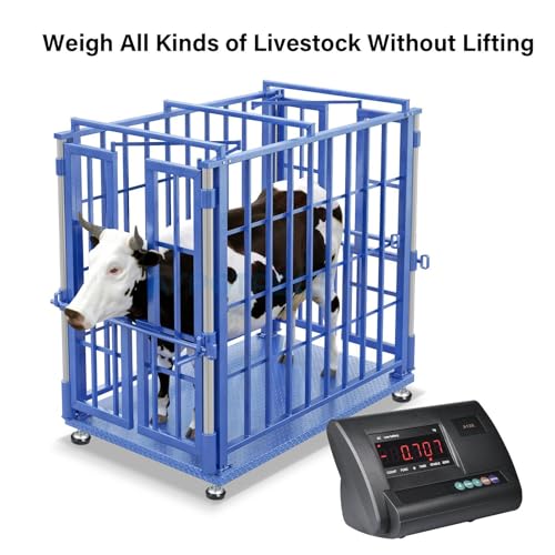 Livestock Scale 10000lbs Capacity | Precision Farm Animal Scales for Weighing | Digital Weighing Machine with 4 Two-Ton Sensors & Junction Box | Veterinary Scale for Goat, Pig, Cattle Sheep Horse