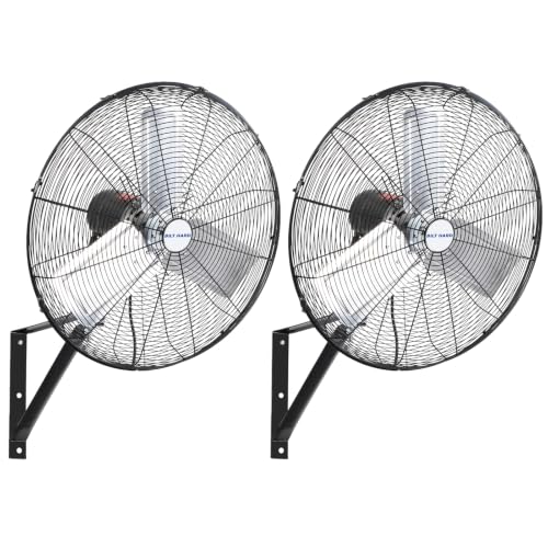 BILT HARD 6500 CFM 24in. High Velocity Industrial Wall Mounted Fan, 3-Speed Oscillating Heavy Duty Air Circulator for Commercial Use, Garage, Warehouse, Factory and Jobsite, 2 Pack - size: 24 in.