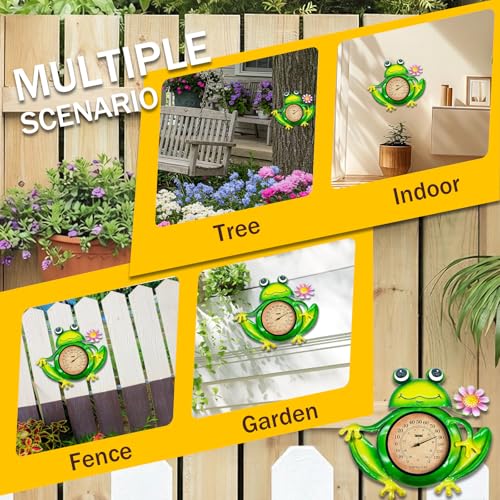 Outdoor Thermometer, Waterproof & Easy to Read, No Battery Needed | Frog wall-mounted decorative large outdoor thermometer for patio, garden, fence
