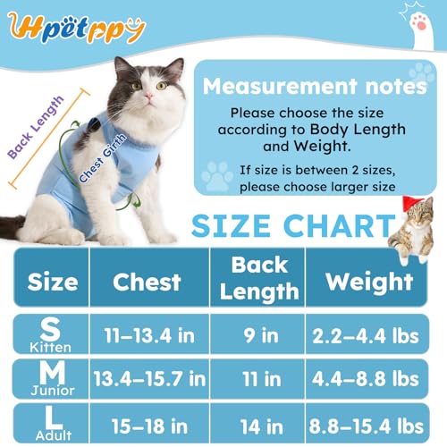 Hpetppy Recovery Suit for Cats After Surgery Soft Breathable Pet Bodysuit E-Collar & Cone Alternative Surgical Suit Kitten Wear Anti Licking Wounds Cat Onesie Cats Neuter Shirt Blue S - color: Blue, size: Small
