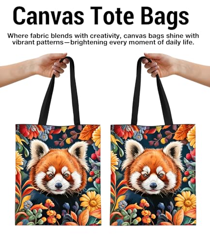 Vintage Botanical Animal Canvas Tote Bag for Women, Aesthetic Floral Animal Reusable Shoulder Bag for Shopping - color: 13
