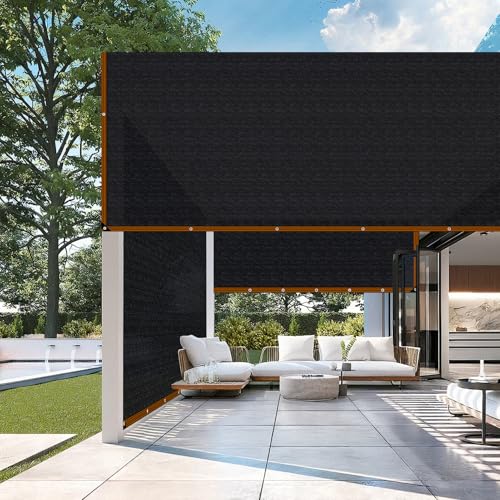 Shade-Cloth 85-90% for Garden Greenhouse Plants 10x14 FT, Black Sun-Block Shade Cover Mesh Tarp with Grommets Sun Shade Canopy for Outdoor Pergola Patio Flower Lawn Kennel Chicken Coop - size: 10x14 FT