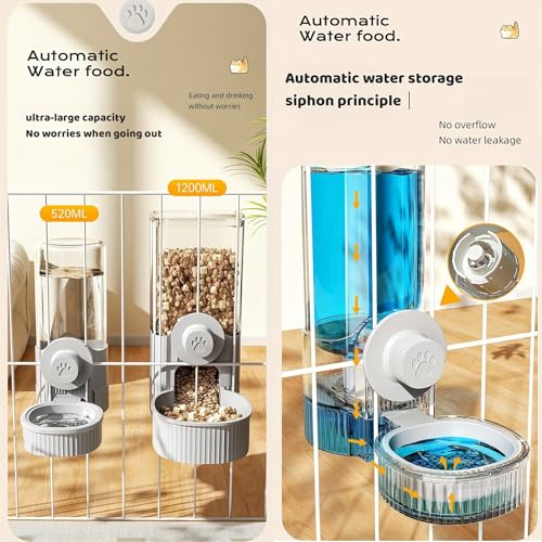 GPY Automatic Hanging Gravity Pet Feeder and Water Dispenser Set | Automatic Rabbit Bunny Feeder and Guinea Pig Water Bottle Water Dispenser for Dogs Cats Pets Animals Large Capacity (Blue) - color: Blue
