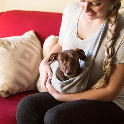 iPrimio Reversible Pet Sling Carrier for Cats and Dogs, Hands Free, Grey | Hands free reversible sling for small cats and dogs. Soft padded pouch with an adjustable shoulder strap for walks or trips.