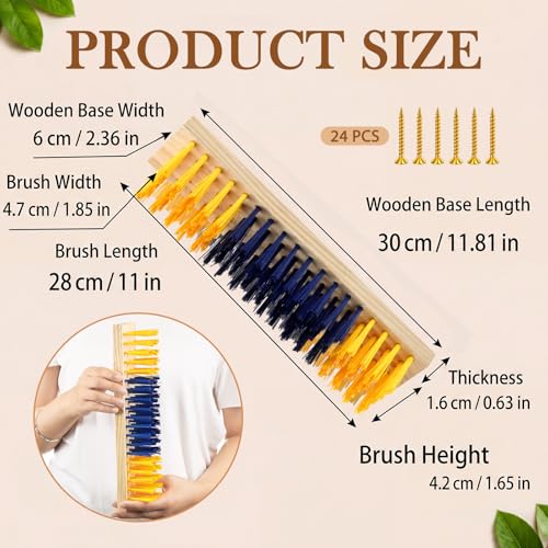 Mifoci 6 Pcs Livestock Scratching Brush Goat Scratcher Livestock Brushes, Goat Scratching Post with 24 Screws Wooden Self Grooming Brush for Small Goats, Sheep, Pigs, Cow, Horses