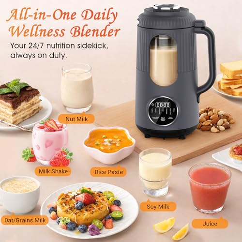 SilkSpin Milk-Smooth Nut Milk Maker Machine, Small Countertop Blender, Homemade Oat, Almond, Soy, Plant-Based Milk, Juice, MilkShake 35oz Automatic Soybean Milk Maker, Charcoal Gray