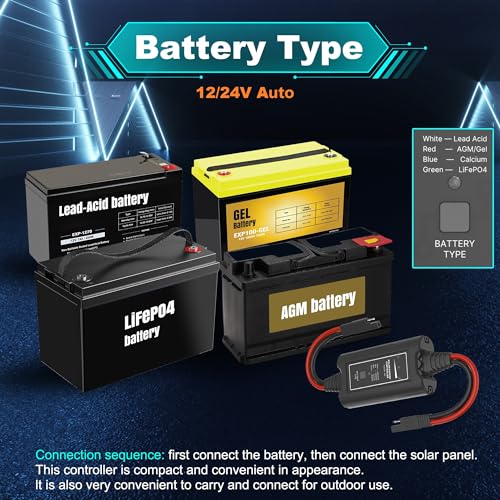 Solar Battery Charger Maintainer,Dump Trailer Battery Charger, Battery Maintainer,Trailer Charger, 10W Solar Panel Kit, MPPT Charge Controller, for 12V /24V Gel AGM Lead-Acid LiFePO4