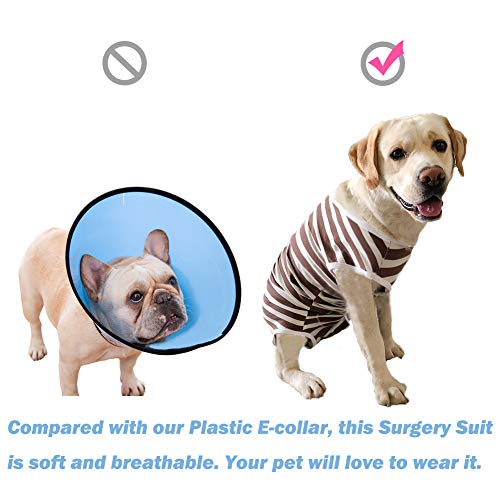 Dog’s Recovery Suit Post Surgery Shirt for Female Male Dog, E-Collar Alternative Wound Protective Clothes (Blue White-XL) - color: blue white stripe, size: xl