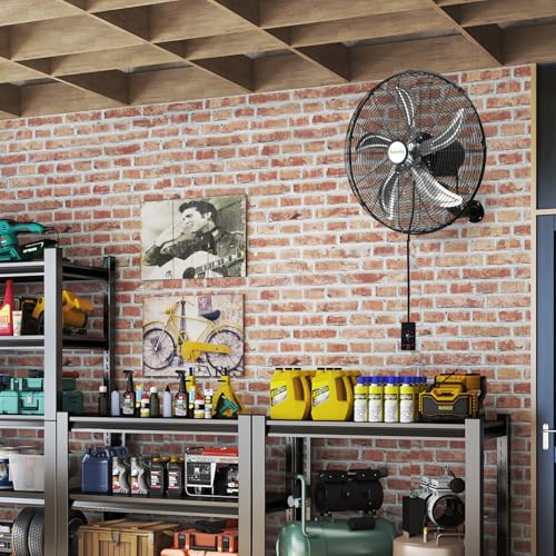 hykolity 20" Oscillating Wall Mount Fan, 5900 CFM High Velocity Wall Mounted Fan with 3 Speeds, Heavy Duty Industrial Wall Fan with Wired Remote for Garage, Commercial and Warehouse - size: 20 in.