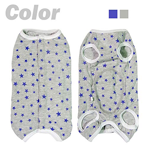 Dog’s Recovery Suit Post Surgery Shirt for Puppy, Wound Protective Clothes for Little Animals(Grey Stars-XXS) - color: grey stars, size: XX-Small