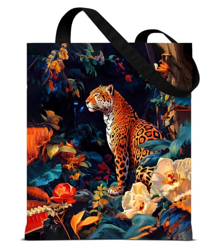 Vintage Botanical Animal Canvas Tote Bag for Women, Aesthetic Floral Animal Reusable Shoulder Bag for Shopping - color: 1