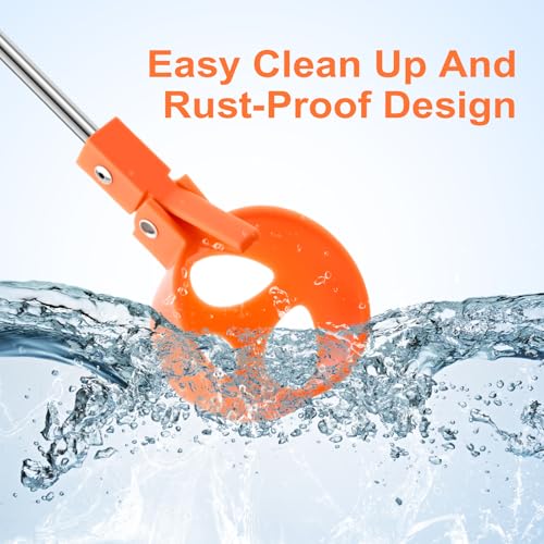 Lounsweer Egg Grabber for Chicken Eggs,15.7-76inch Extendable Stainless Steel Egg Picker Tool with (1pcs Extended Handle&1pair Non-Slip Gloves) for Picking Eggs from Coop, Poultry Nest, and Farm Use - color: Orange